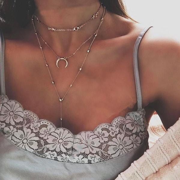 Layered Crescent Necklace