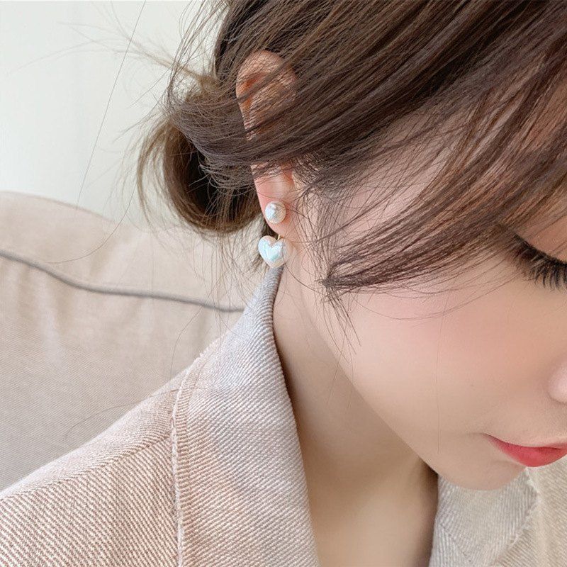 Pearl Heart Drop Earrings
