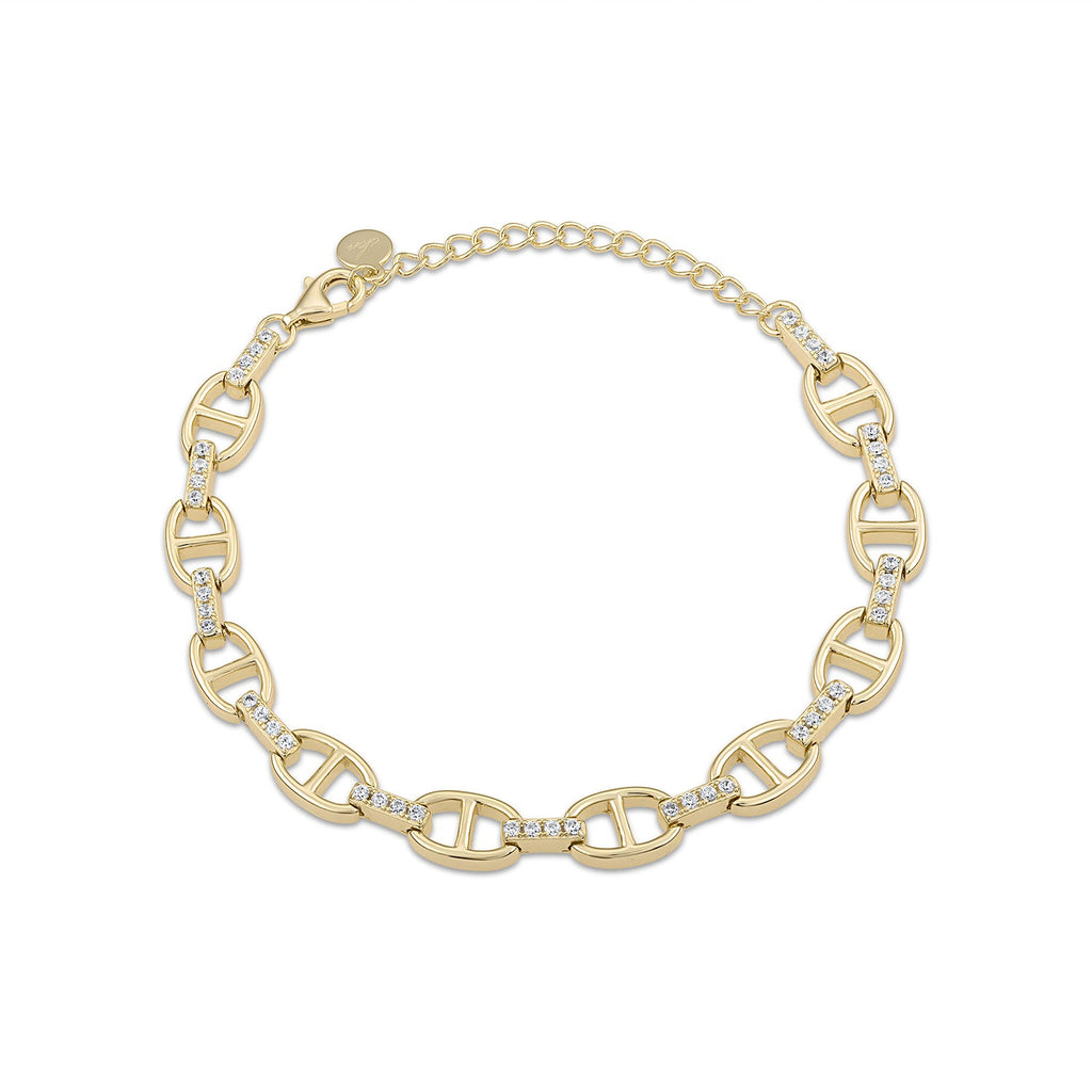 14K Gold Vermeil Pavé Anchor-Link Bracelet
