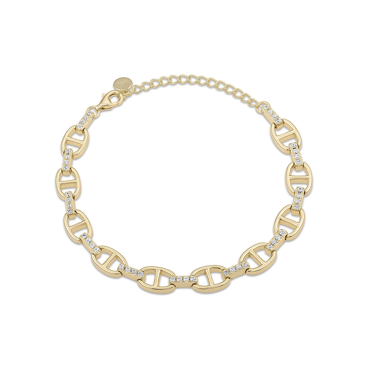 14K Gold Vermeil Pavé Anchor-Link Bracelet