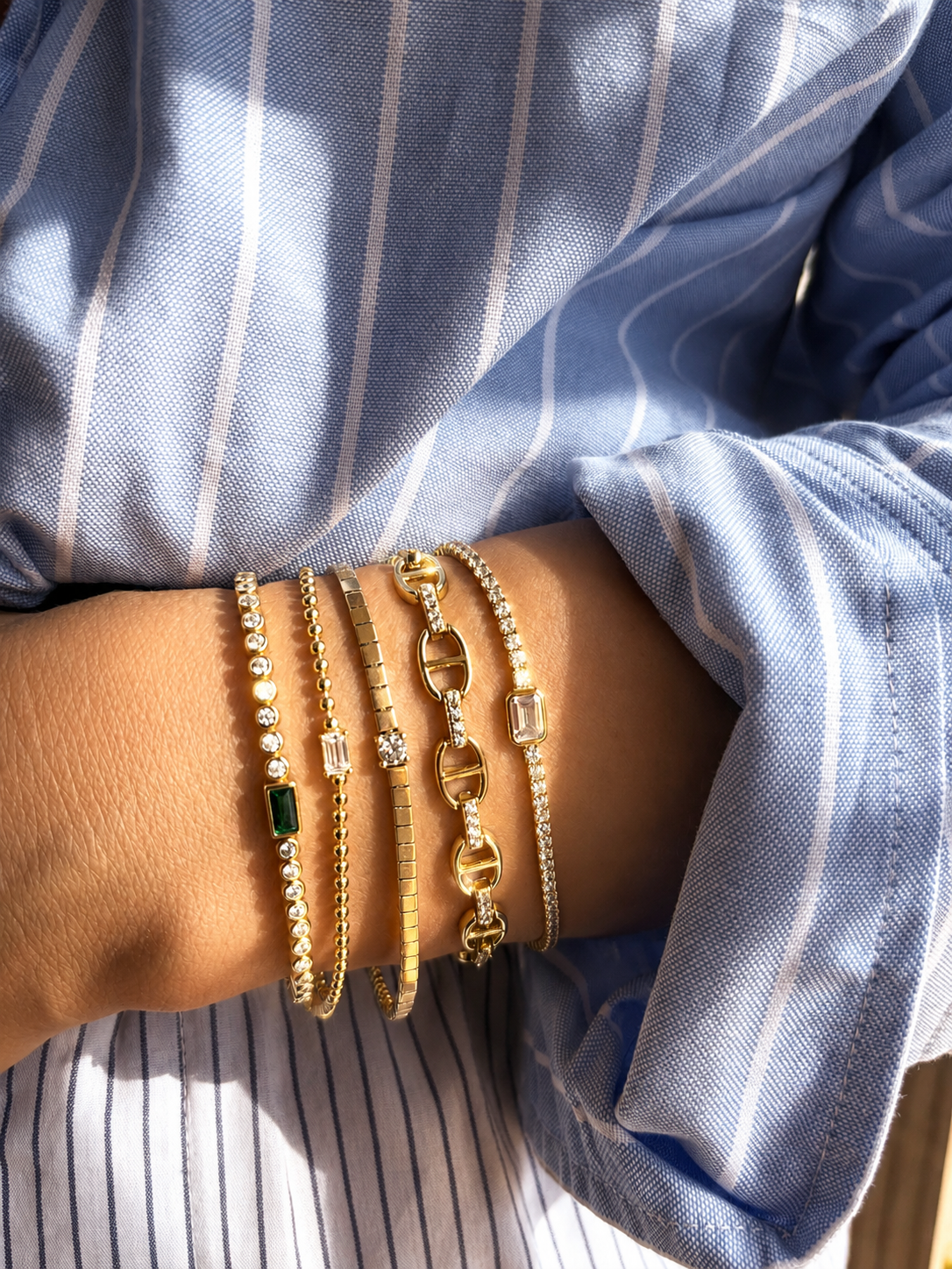 14K Gold Vermeil Pavé Anchor-Link Bracelet