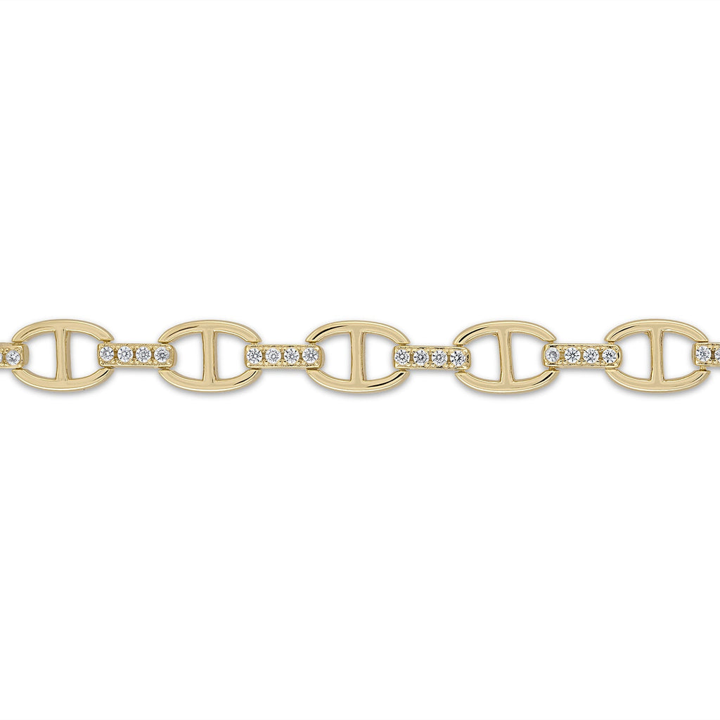 14K Gold Vermeil Pavé Anchor-Link Bracelet