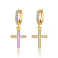 Pavé CZ Cross Drop Earrings