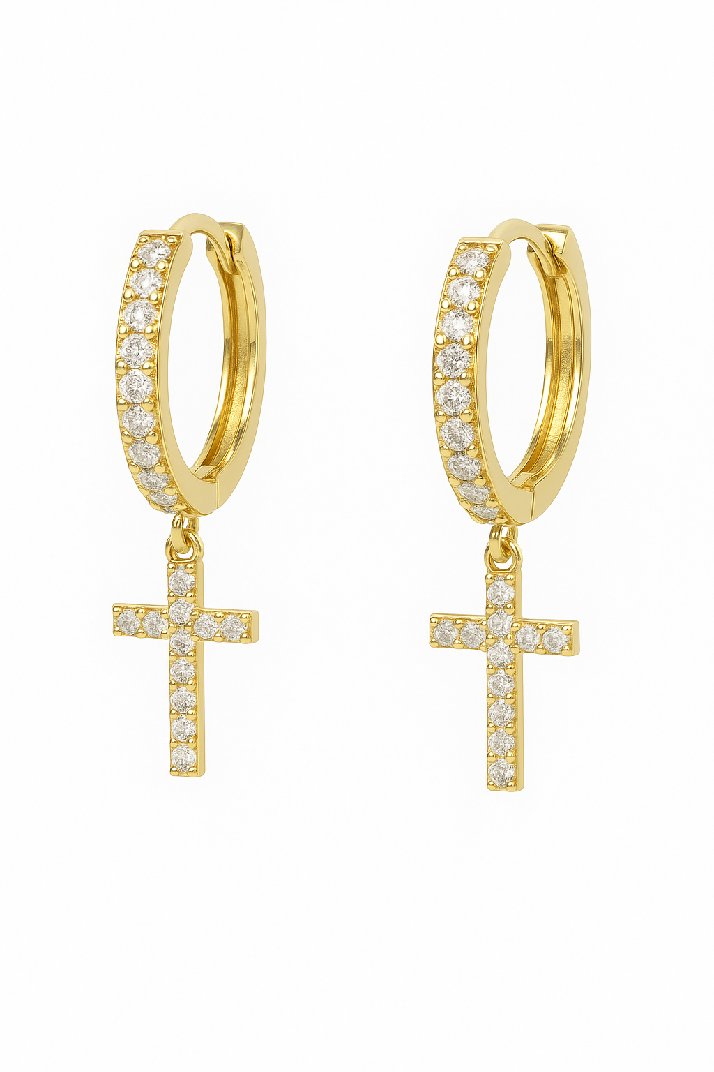 Pavé CZ Cross Drop Earrings