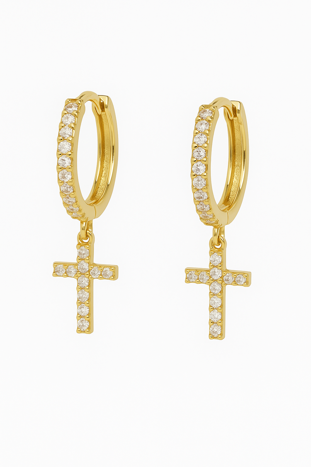 Pavé CZ Cross Drop Earrings