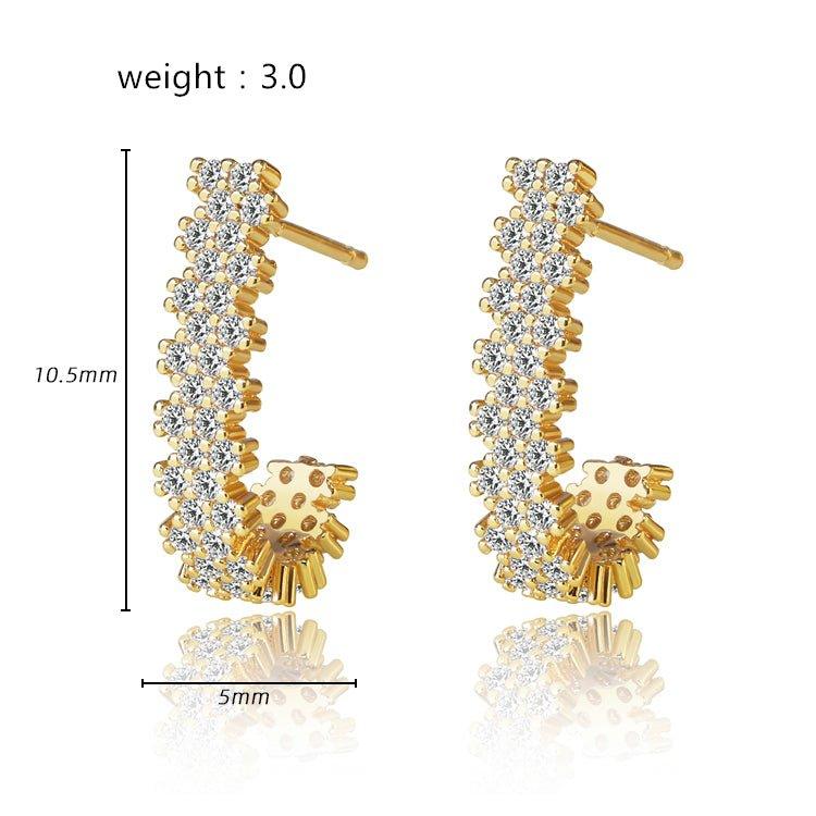 Pavé CZ J-Hoop Earrings