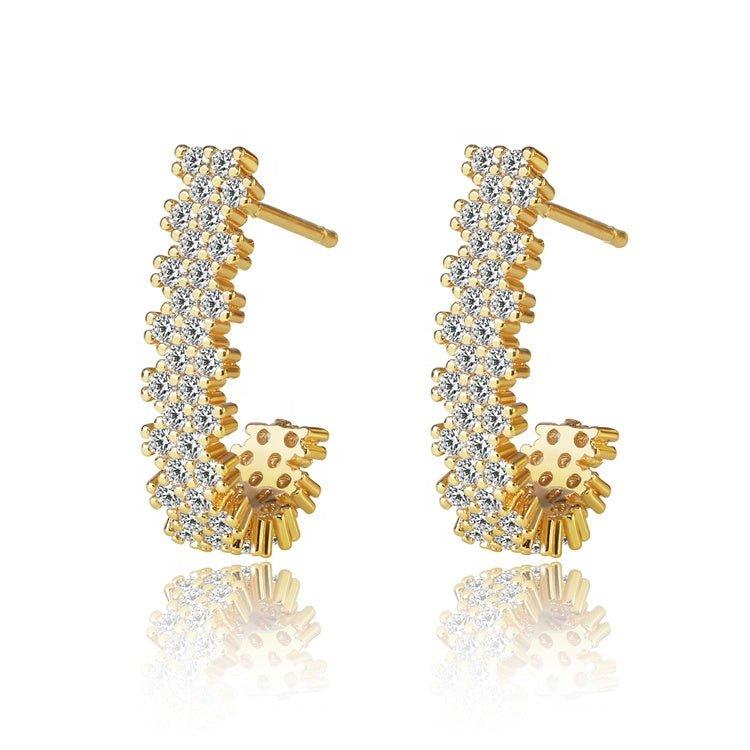 Pavé CZ J-Hoop Earrings