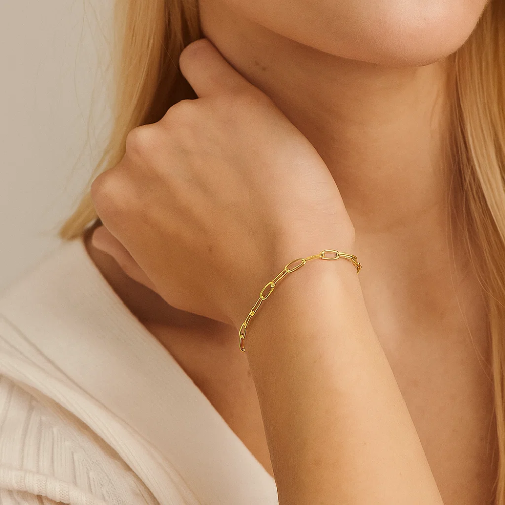 Gold Paperclip-Link Bracelet