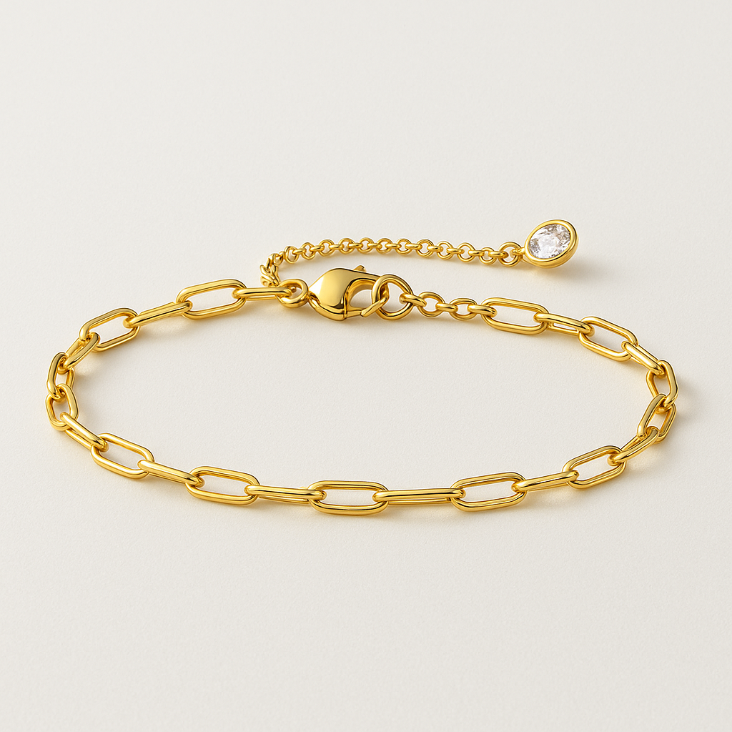 Gold Paperclip-Link Bracelet