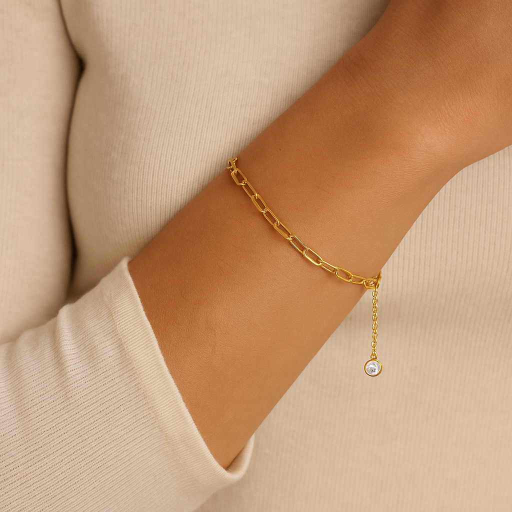 Gold Paperclip-Link Bracelet