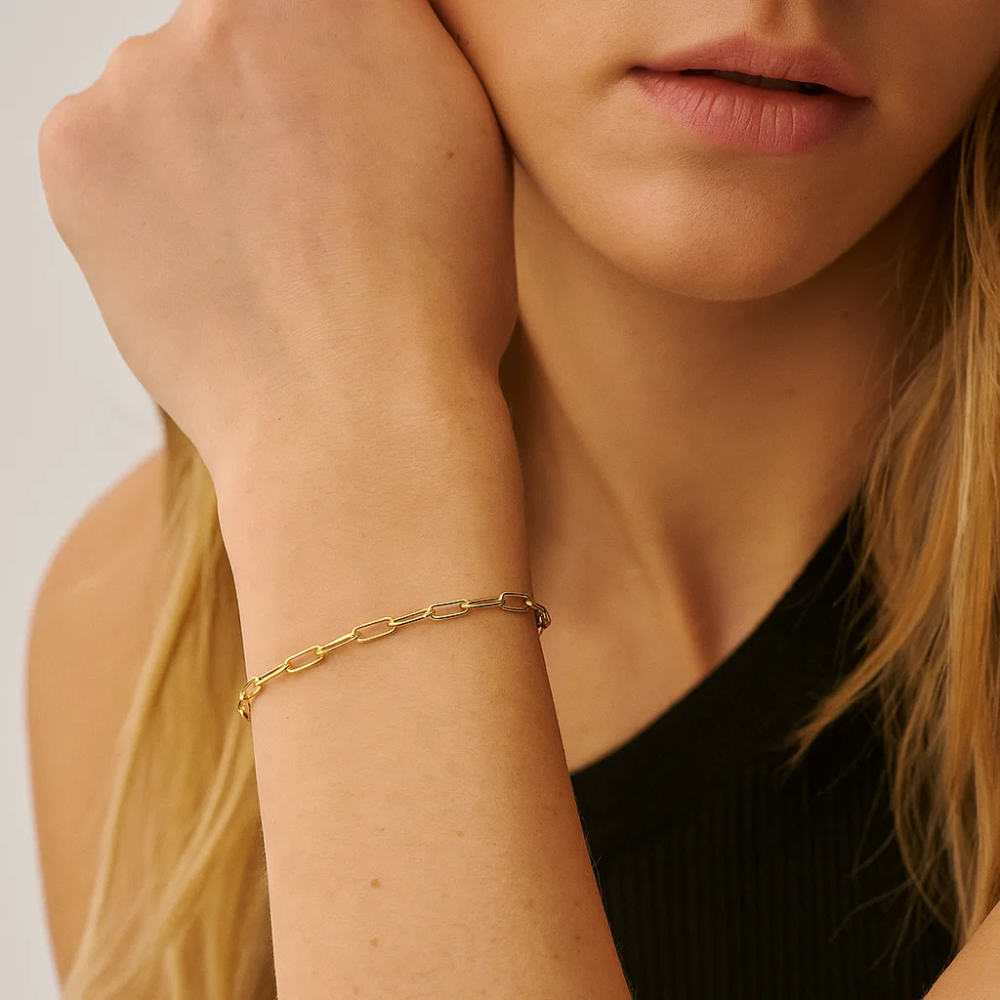 Gold Paperclip-Link Bracelet
