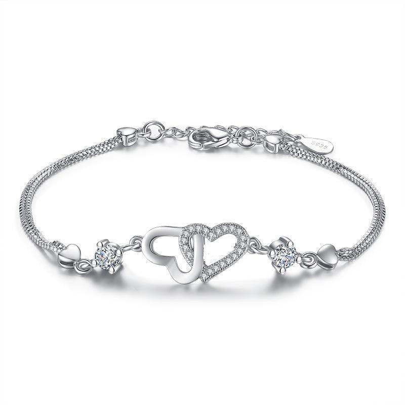 Interlocking Hearts CZ Bracelet