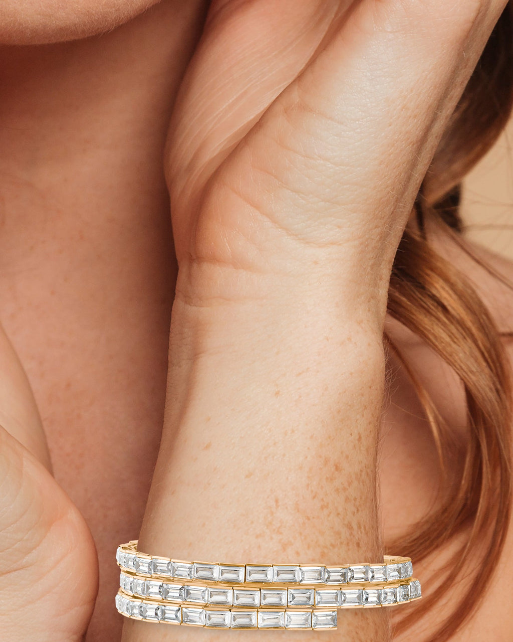 Baguette CZ Triple-Wrap Bracelet