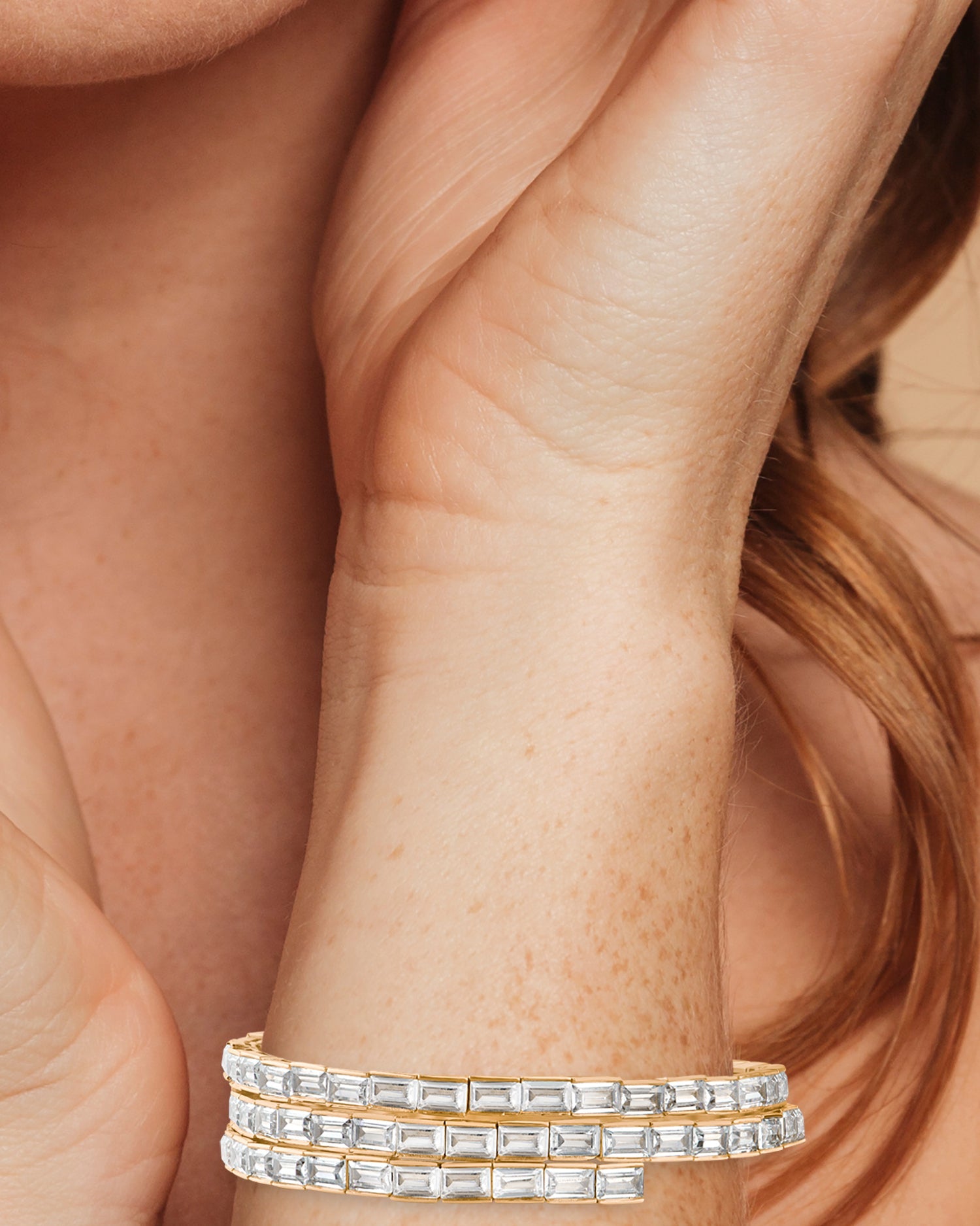 Baguette CZ Triple-Wrap Bracelet