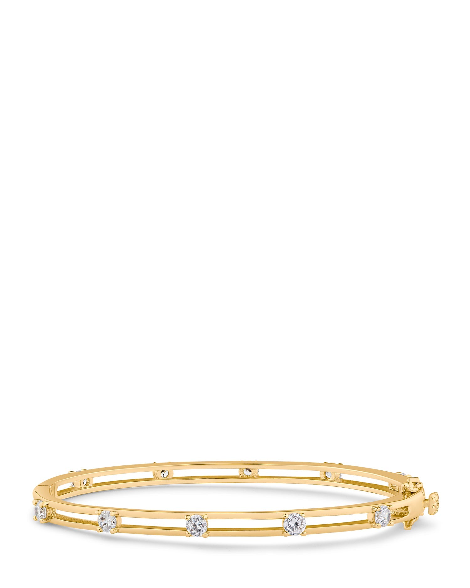 Round CZ Station Cuff Bracelet