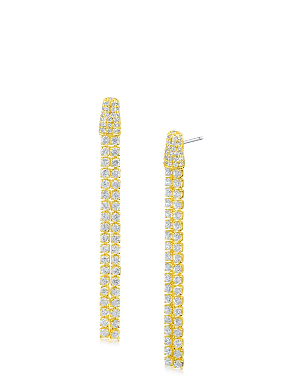 Pavé CZ Double-Strand Drop Earrings