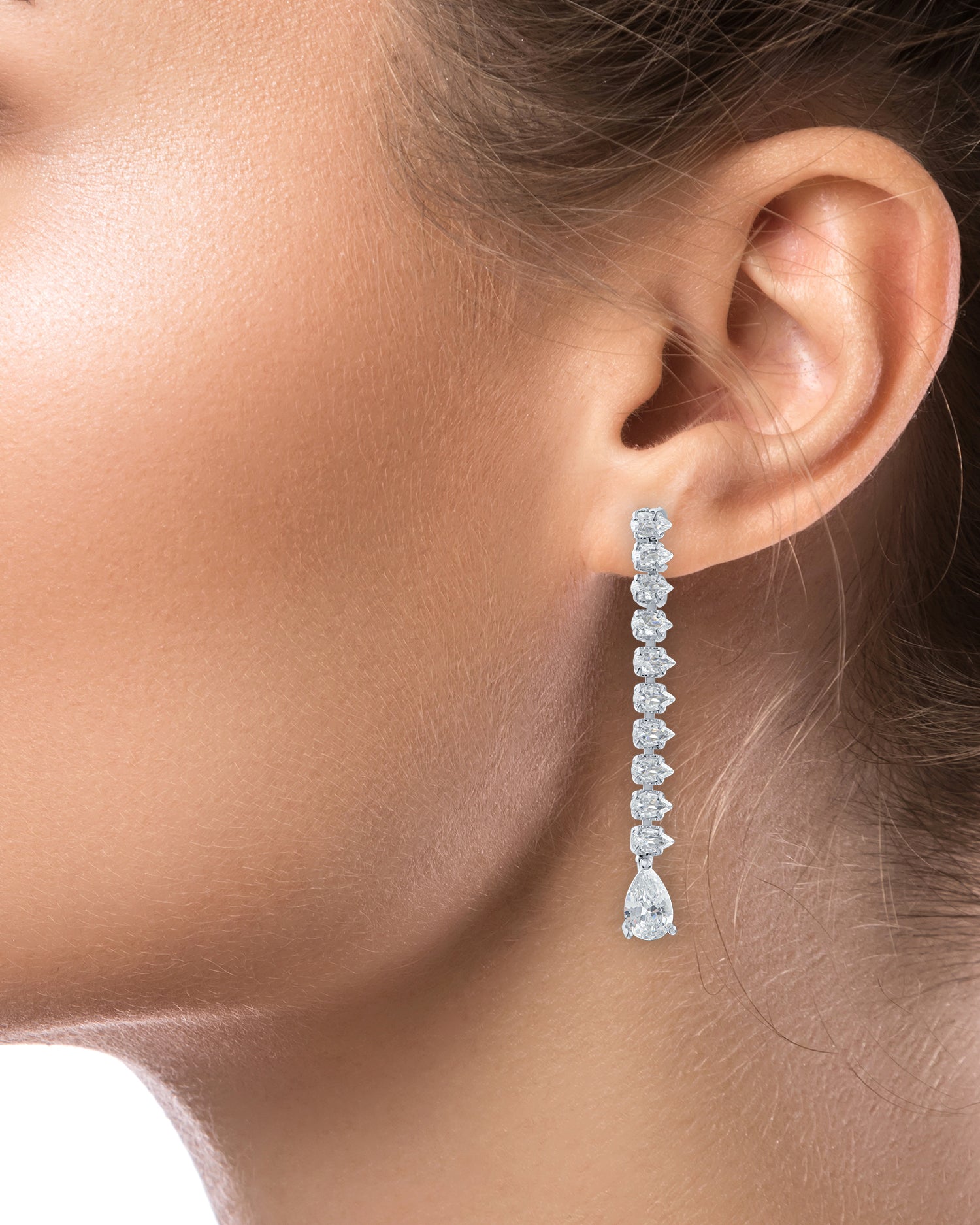 Pear-Cut CZ Drop Earrings