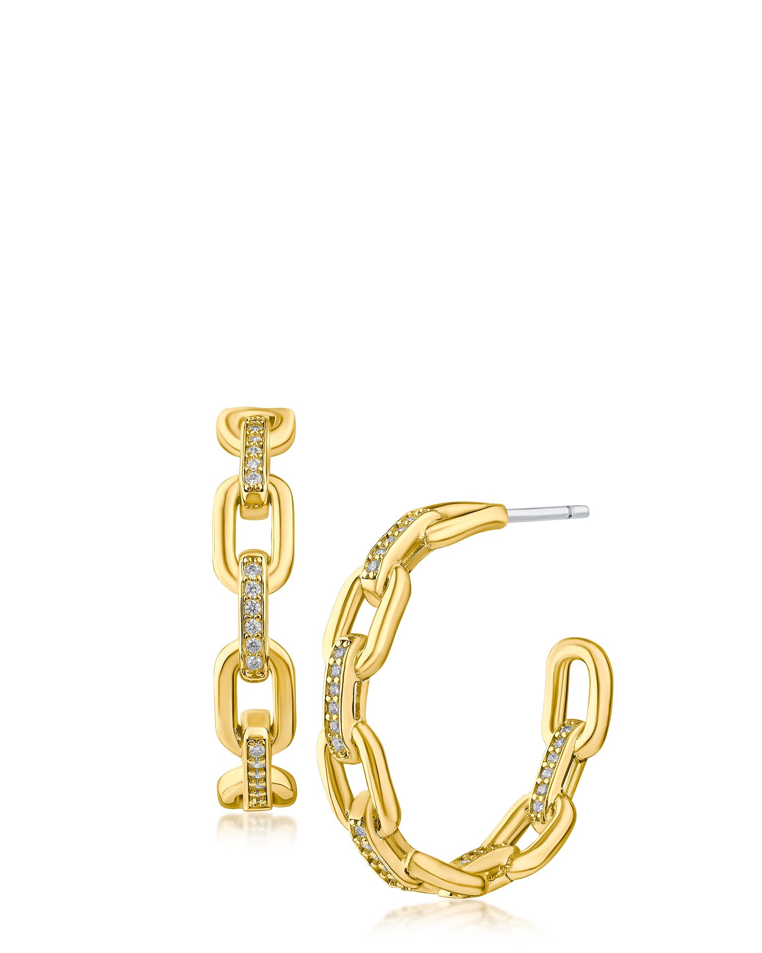 Chain-Link Pavé Hoop Earrings