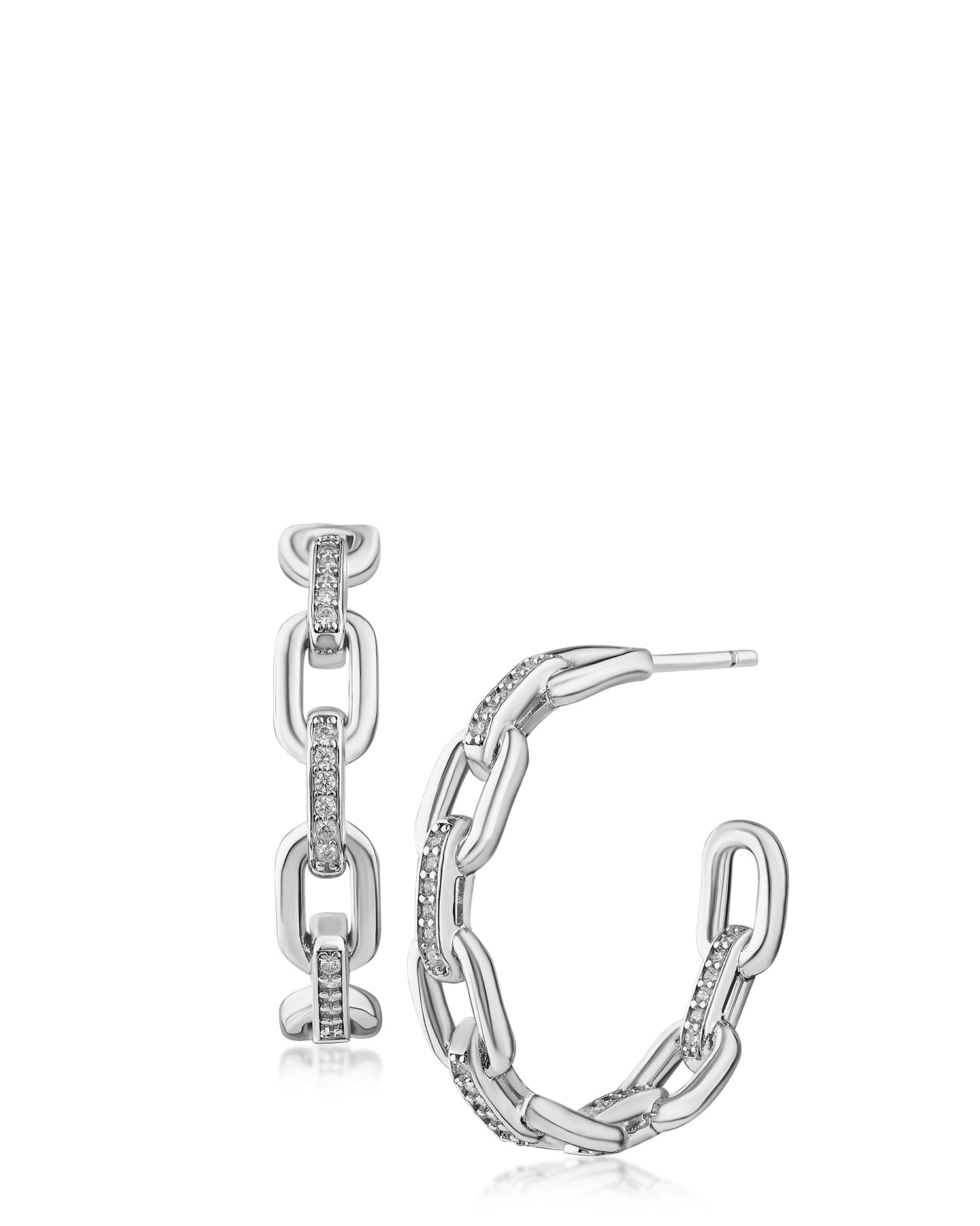 Chain-Link Pavé Hoop Earrings