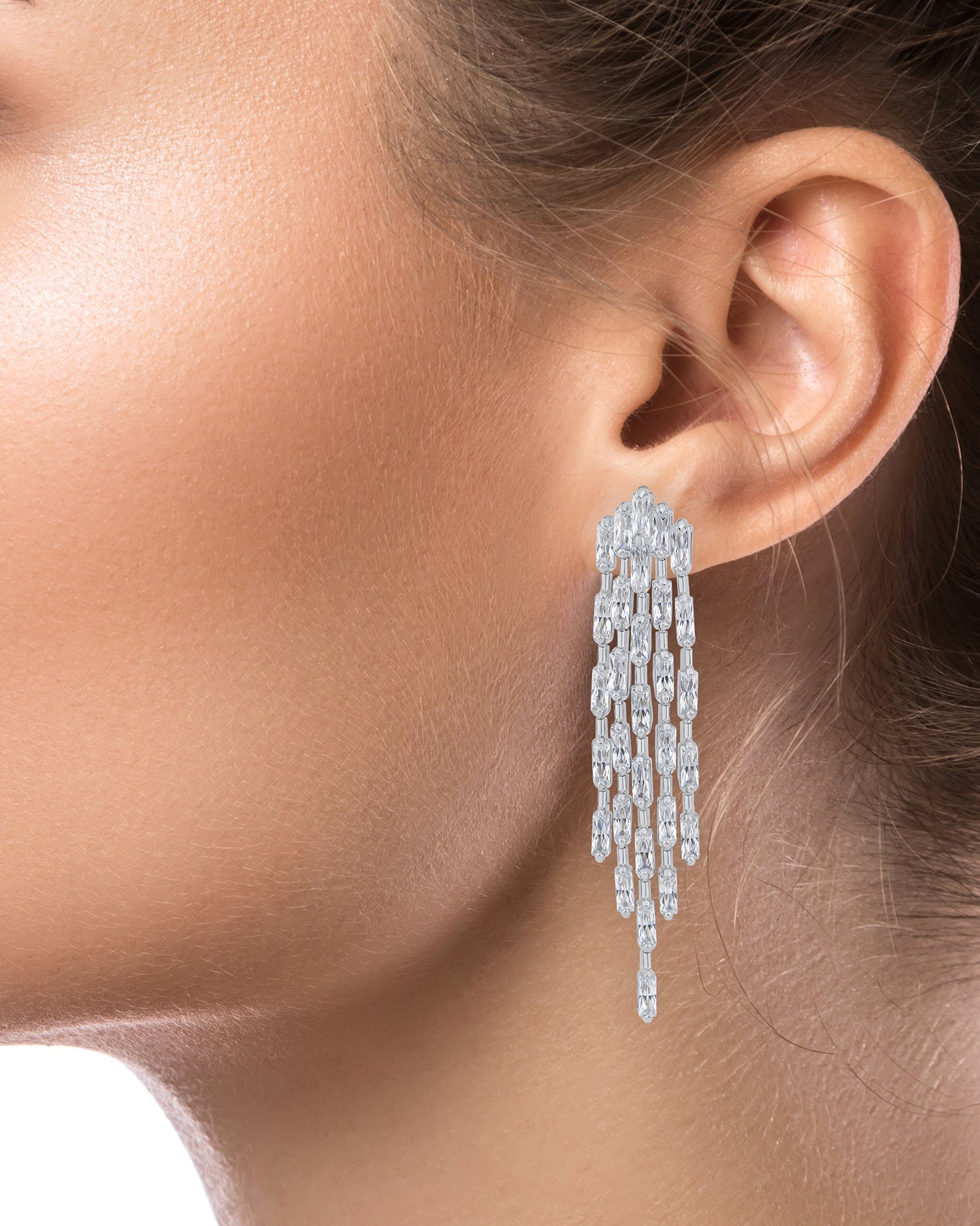 Baguette CZ Fringe Earrings
