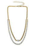 CZ & Curb Chain Double-Strand Necklace