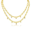 Gold-Plated Double-Strand Chain & CZ Necklace