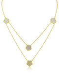 Pavé CZ & Resin Clover Layered Necklace