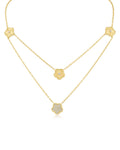 Pavé CZ Double-Strand Clover Necklace