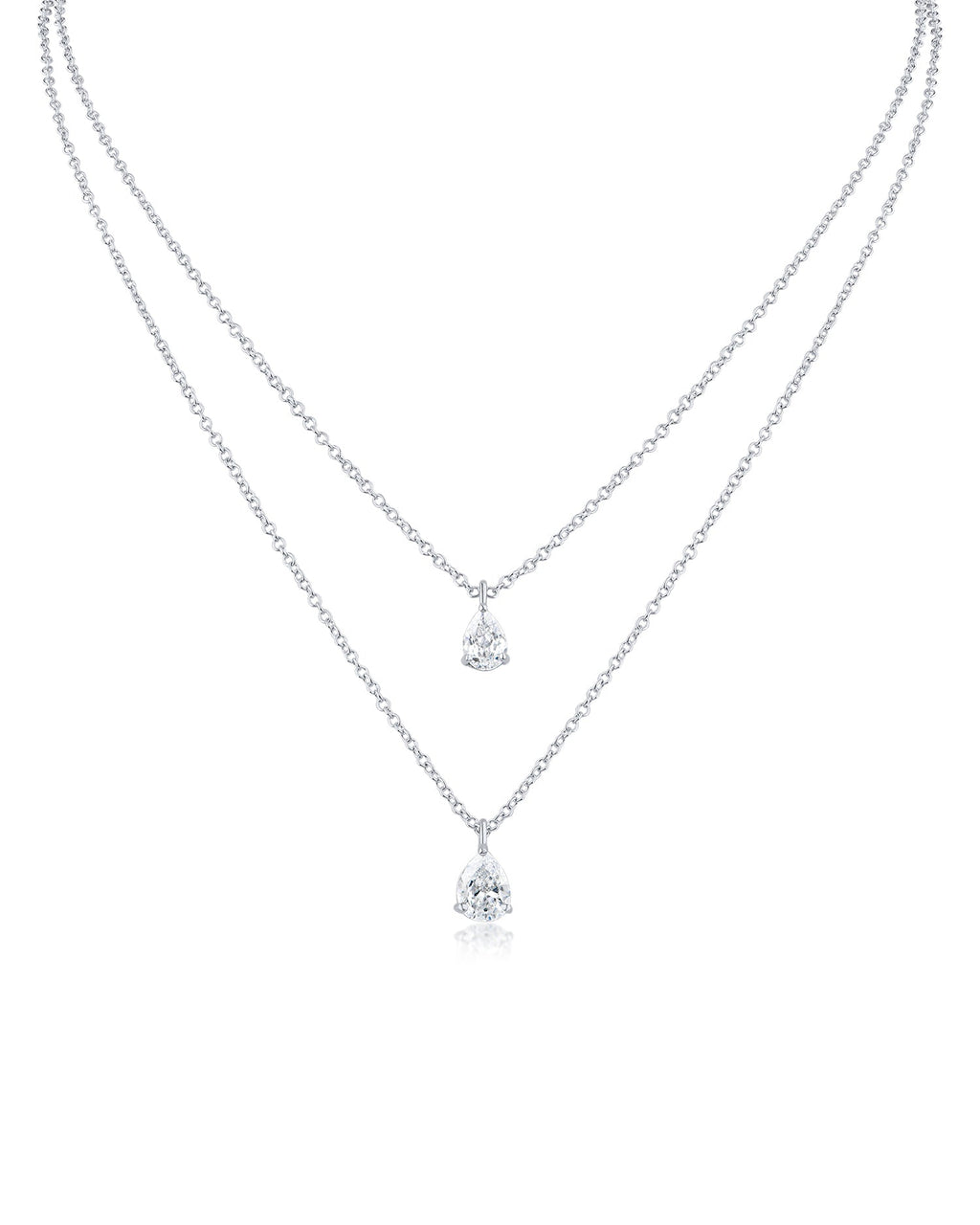 Double-Stranded Pear CZ Necklace