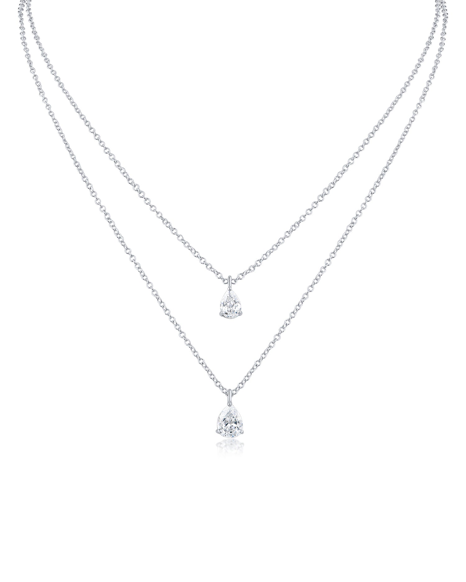 Double-Stranded Pear CZ Necklace