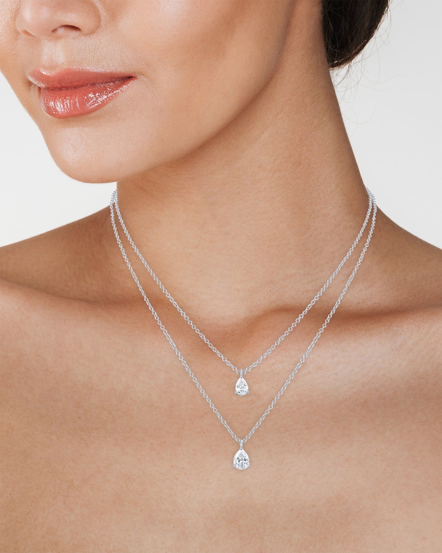 Double-Stranded Pear CZ Necklace
