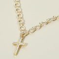 14K Gold-Plated Pavé CZ Cross Necklace