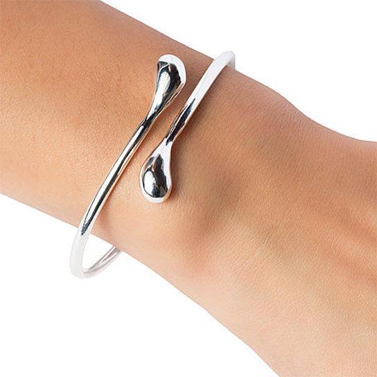 Silver Teardrop Bangle Bracelet