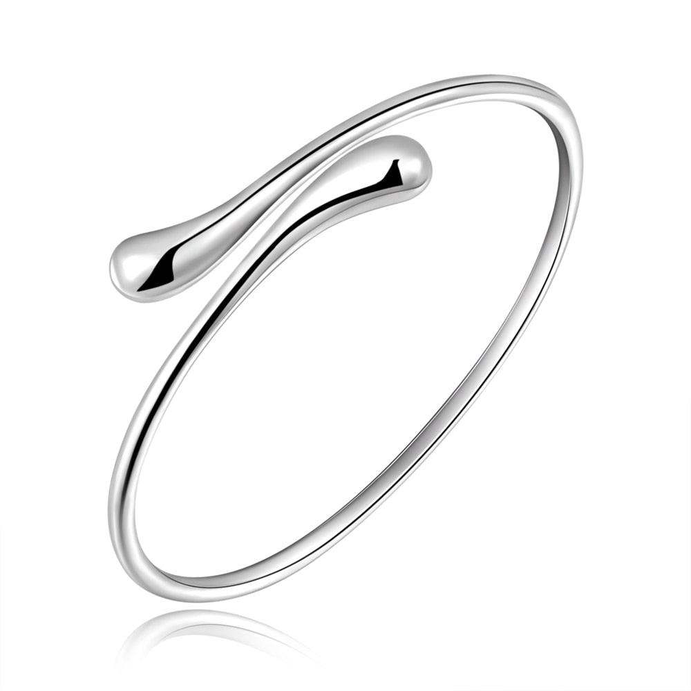 Silver Teardrop Bangle Bracelet