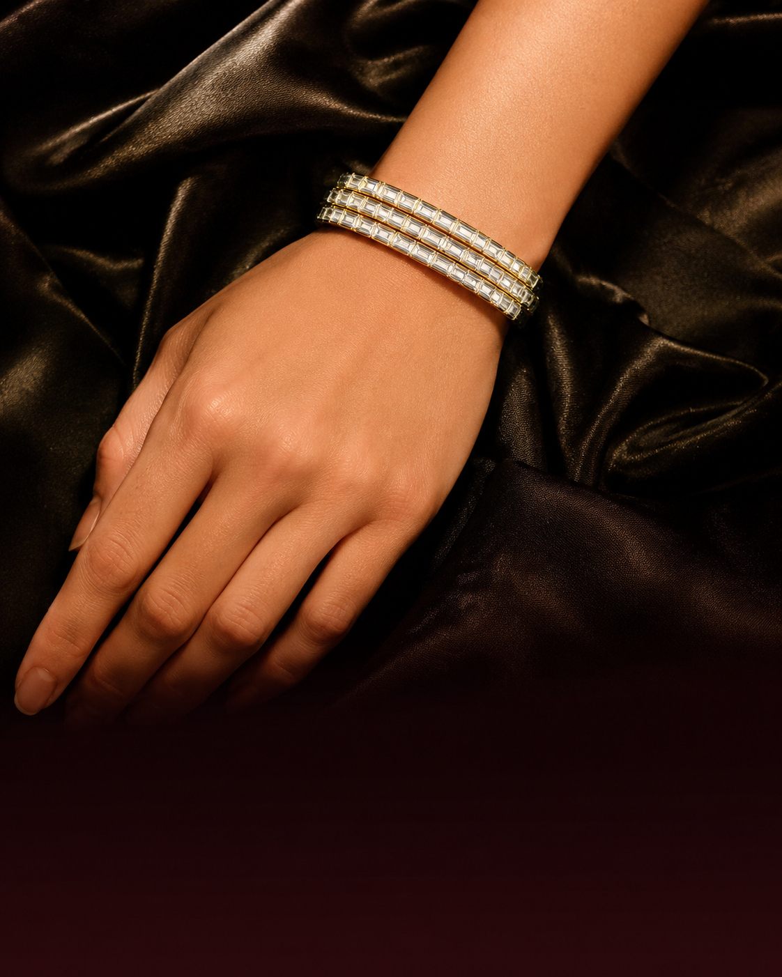 Alicenne baguette bracelet worn on wrist